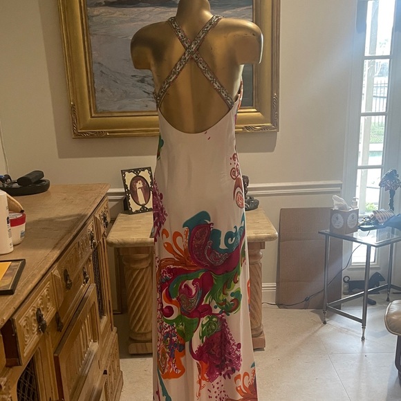 Dave & Johnny White Halter Maxi Dress with Multicolor Paisley Accents - Picture 2 of 5
